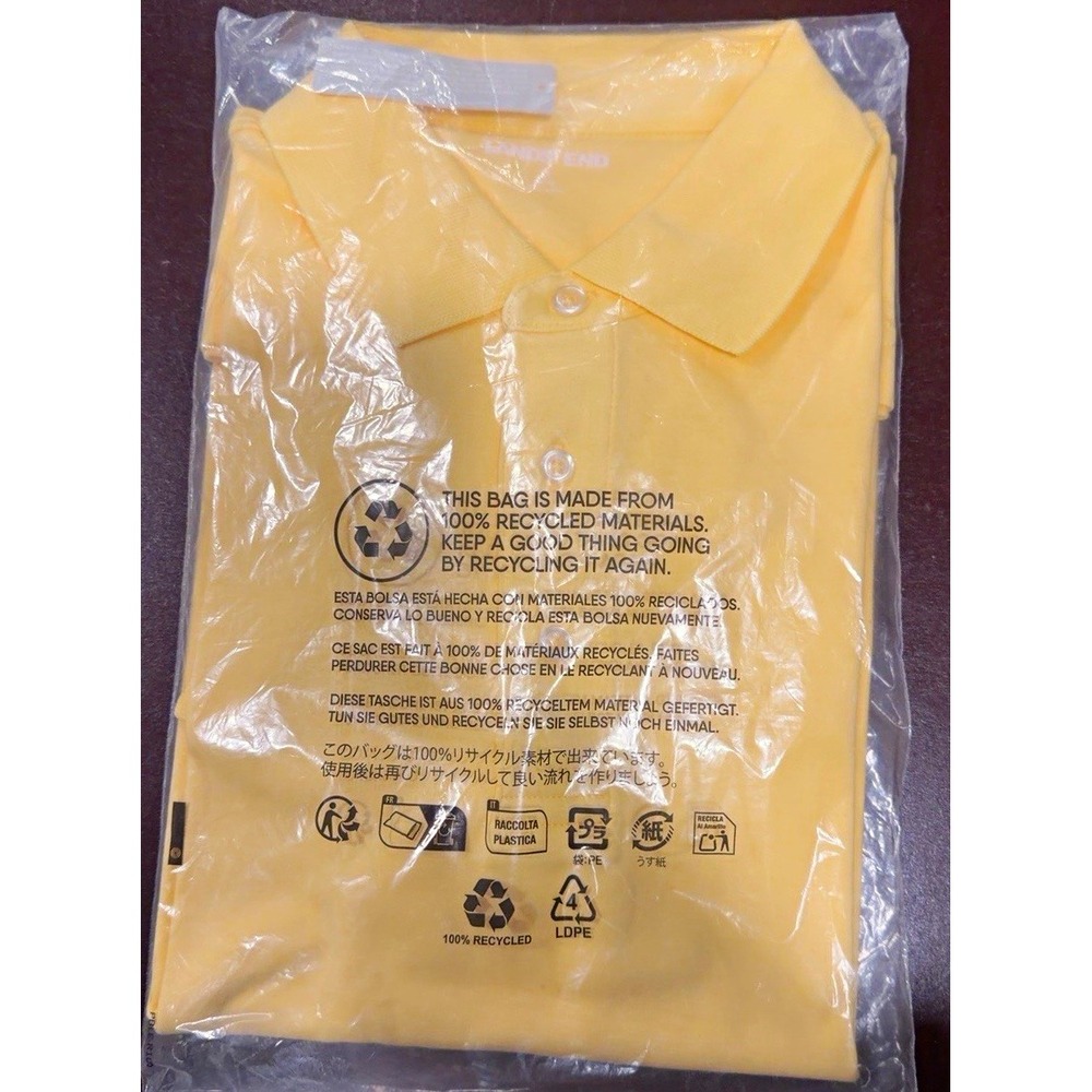 Men's Pale Sunbeam Yellow Solid Short Sleeve Collared Polo Shirt M Regular